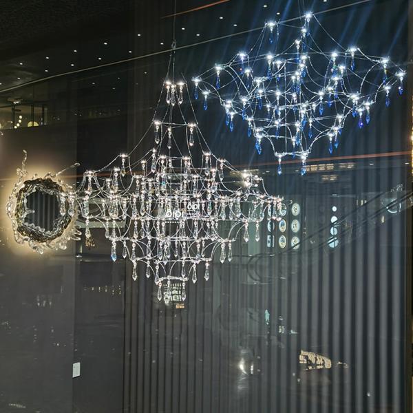 Modern Crystal Ceiling Chandelier Lighting Stainless Steel Fireflies Pendant Lamp nickel pendant light(WH-AP-542)