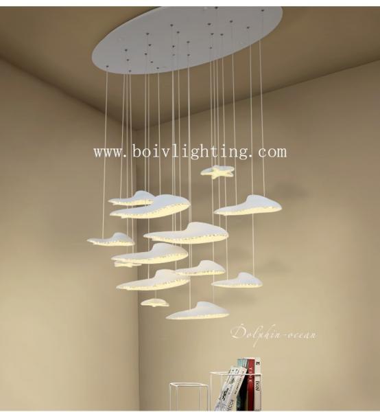 Small  Dolphin And Starfish For LED Hanging Lighting Children  Black  And White