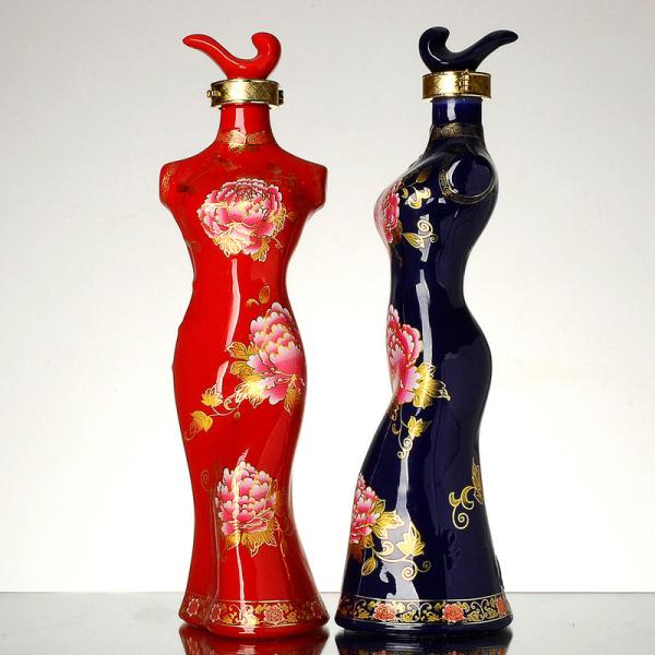 Super Flint Glass Material Glass Vodka Brandy Rum Liquor Bottle for Women Body Shaped
