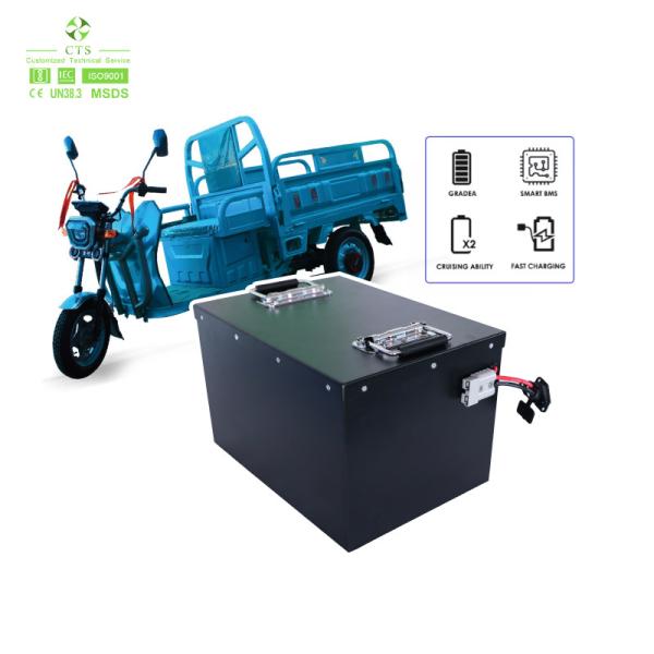 Batterie au lithium-ion de longue durée de 64 V pour véhicules électriques à trois roues 100AH 150AH 200AH