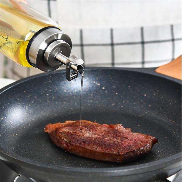 Automatic Opening and Closing Oil Bottle for Kitchen High Borosilicate Glass 6.4*25cm