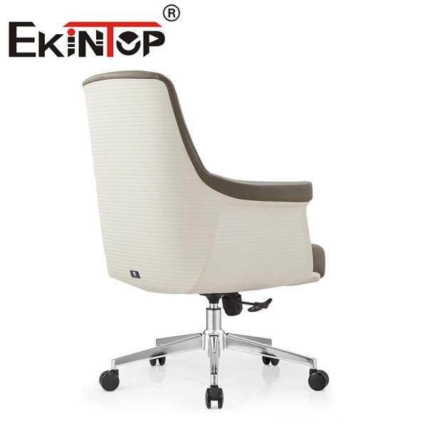 Chaise exécutive en cuir en PU, ergonomie à dos moyen, chaise en cuir végétalienne
