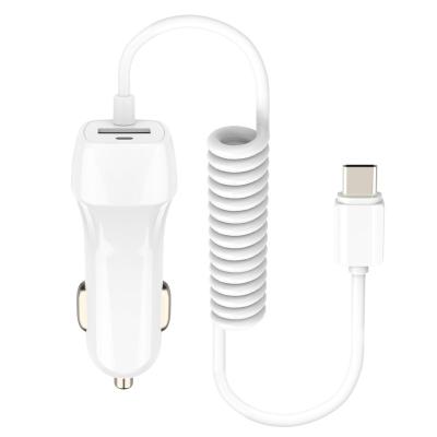 5V 3.4A Rapid Phone Charger 5Ft 1.5M Spring Flexible Cable 2 In 1 Car Charger