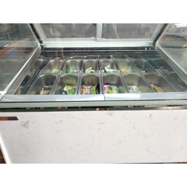 CE Stainless Steel Ice Cream Showcase Freezer Air Cooling