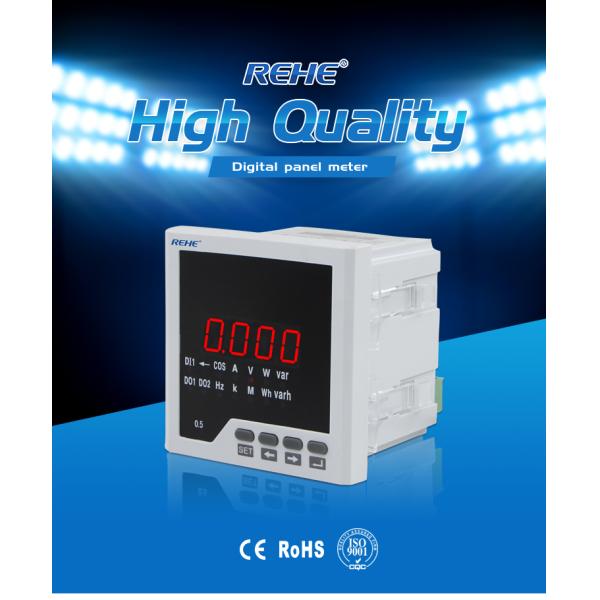 96*96mm Single Phase Intelligent A V HZ KWH Multifunction Power Meter with RS485