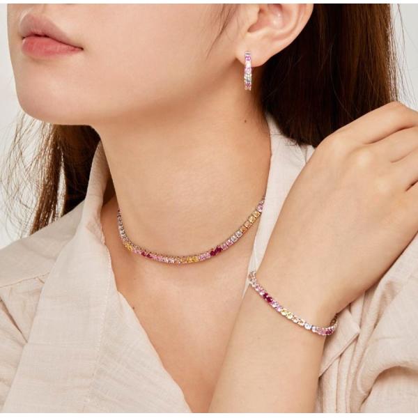 Персональный стиль радужная цирконная вставка 925 серебряный теннисный браслет для женщин