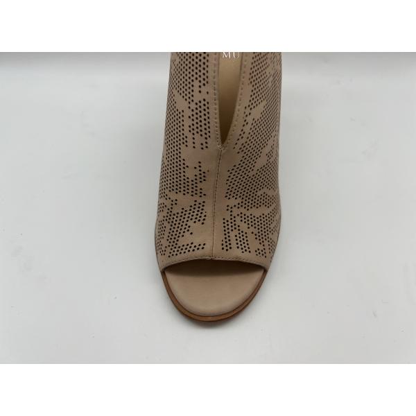 Brown / Beige Suede Leather Shoes Open Toe Round Toe Stiletto Heel Sandals