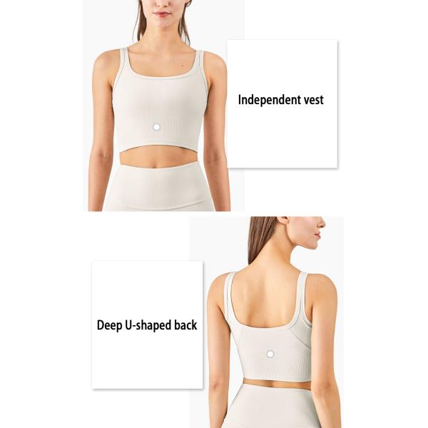 New Threaded Nude Yoga Bra Vest-Style Fitness Running Sports Bra Women