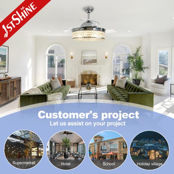 Home Hotel Office 42 Blade Size Ceiling Fan with Low Energy Crystal Light and AC Motor