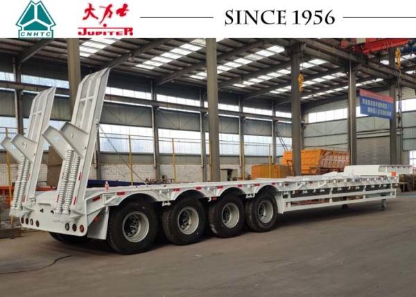 4 Axle 80 Tons 20/30/40FT Low Bed Truck Trailer With Spring Suspension