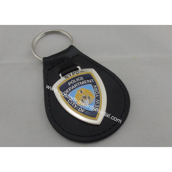 1.5 mm Personalized Leather Keychains , City NY Leather Key Chain With Nickel Plating