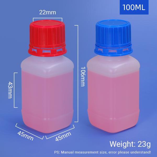 Запечатанные химические реагенты Лабораторные бутылки Пластмассовые HDPE для хранения жидкости органических растворителей