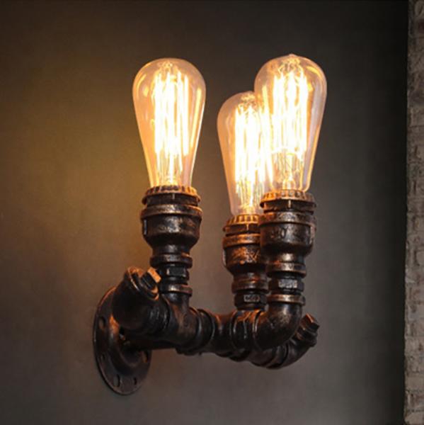 Antique  Filament Bulb Wall Lights Water Pipe Wall Lamp  Antique Bronze Finish
