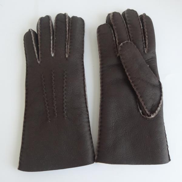 Soft Warm Leather Shearling Gloves Double Faced Sheepskin Gloves Simple Design