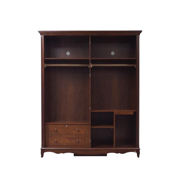 Rubber Wood Furniture Thailand solid wood King/Queen Bed in Leisure American style with Nightstand and Wardrobe