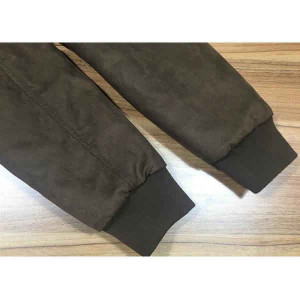 Mens Qulited And Ribbed Suede Bomber Coat Anti Wind Pu Hooded Jacket