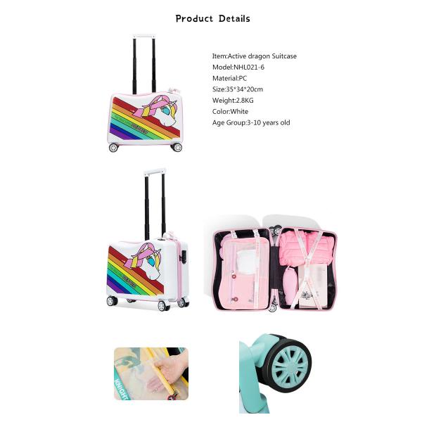 NHL021-6 Nohoo PC children trolley case scooter hard case cartoon luggage 20 inch