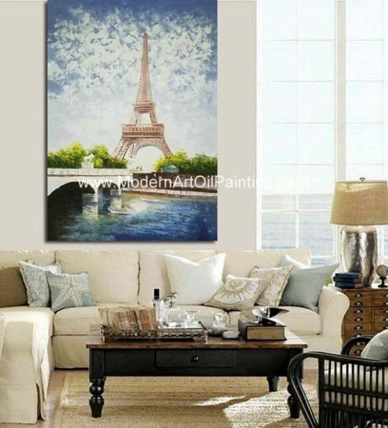Contemporary Palette Knife Painting  Eiffel Tower Covered With Thick Plastic Layer