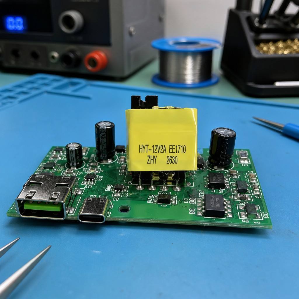Free Sample Customizable Factory EE1710 5+2 12V2A High‑Frequency Transformer, Flyback Power Transformer for Network Communication Power Supply