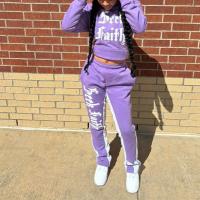 Fabricants de vêtements personnalisés Femmes Boxy Fit Crop 3D Puff Print Hoodie Jogger Set Hoodie et sac élargi