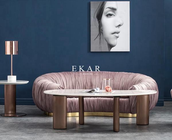 Unique Living Room Marble Top Stainless Steel Metal Leg Modern Coffee Table