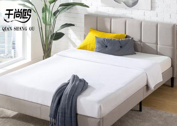 Classic Linen Fabric Upholstered Beds  With Checkered Stitching Design