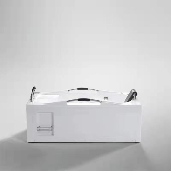 Rectangular Acrylic Whirlpool Massage Bathtub with Handles and Headrest from Customized