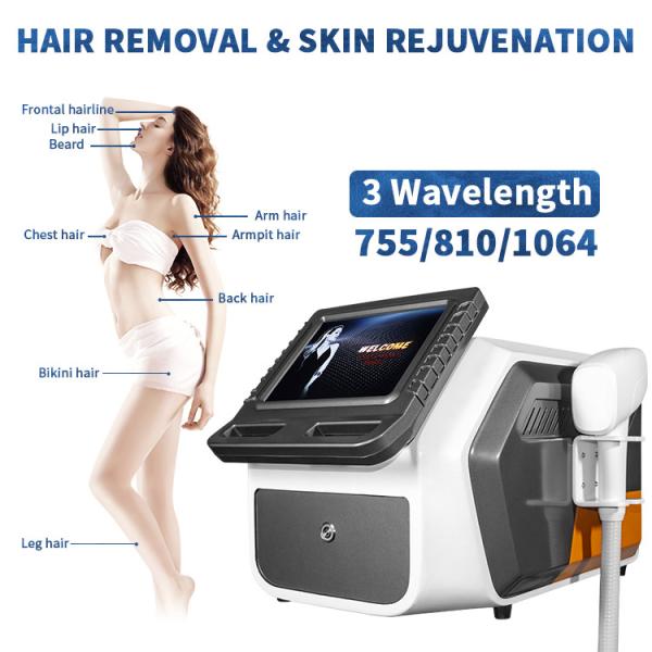 Painless Q Switched Nd Yag Laser Machine 3 Wavelength Diode Laser Hair Removal 10.4 Inch