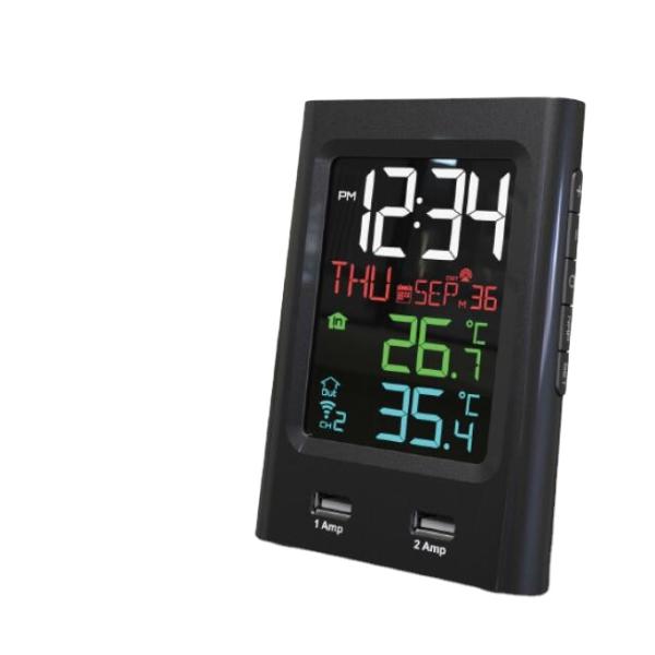 Double thermomètre et hygromètre à charge USB pour l'humidité à l'extérieur et à l'intérieur