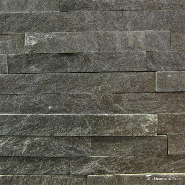 Natural stone Pure Black Quartzite Ledge Stone, China Stacked Wall Stone Cladding CZW-21