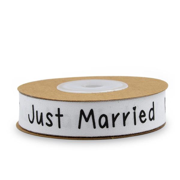 Custom Printed Cotton Ribbon 15mm*10m White Gift Packing Ribbon