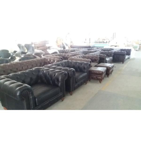 Comfortable Three Seater Leather Sofa Customed Color Living Room Decoration