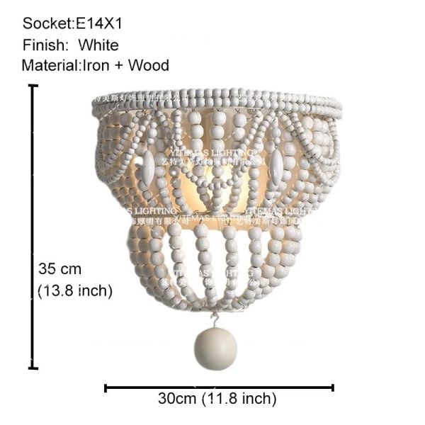 Gold Chandelier Wooden Beaded Lighting Fixture Fringe Hanging Light Silas Chandelier (WH-AP-652)