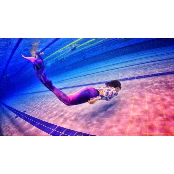 Blue And Yellow Plastic Mermaid Monofin , Mermaid Feet Fins Anti - Skidding