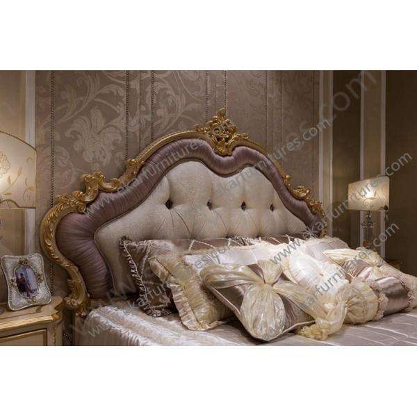 2015 New Design Dubai Furniture Classic Gold Hand Carved King Bed FB-168