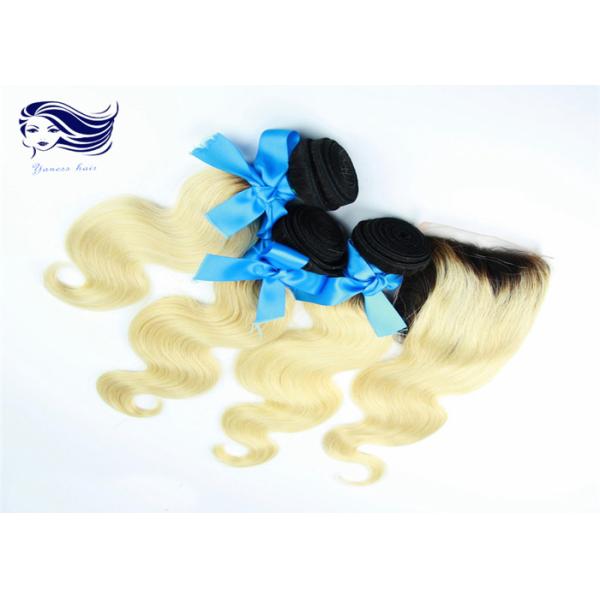 7A Peruvian Colored Hair Extensions Human Hair With Lace Closure