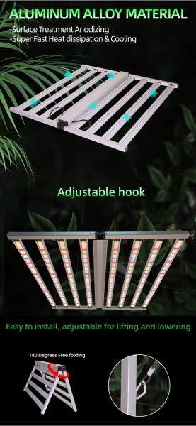850W 2 canais Dimmable Grow Lights para plantas de casa Full Spectrum LED Grow Lights para plantas de interior CE ROHS certificado