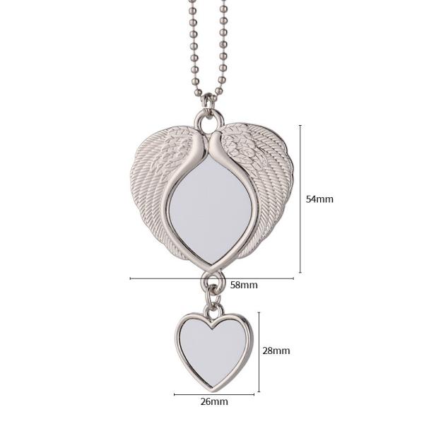 Custom Logo Car Hanging Ornament Metal Christmas Angel Wing Ornaments Sublimation Blanks Christmas Decorations