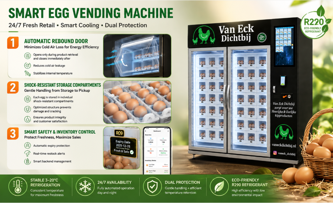 WEIMI Smart Egg Vending Machine for 24/7 Fresh Egg Retail with Intelligent Cooling