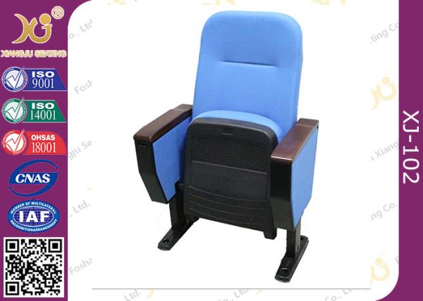 Simple design folding plastic auditorium chairs with writing tablet on chair back