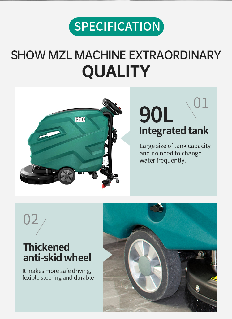 860 Power Floor Cleaning Machine Motor Floor Scrubber Machine 1280 800 1000 MM Marble Surface Specifications F50