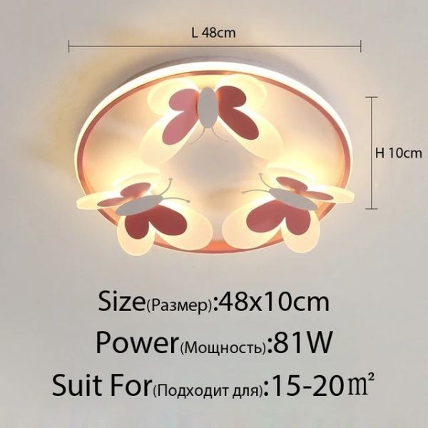 girl bedroom lamp Indoor Study Salon Creative Decorative pink Butterfly ceiling lamp(WH-MA-301)