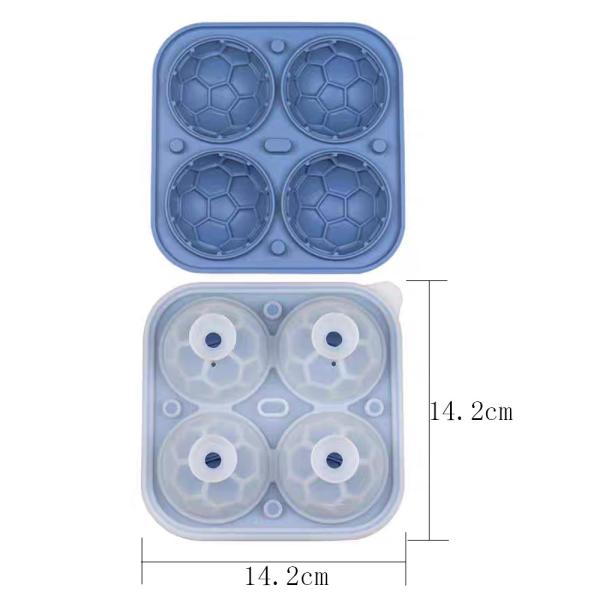 MHC Eco-Friendly Silicone Ice Cube Trays For Freezer With Cover Balls 3D Football Round Ice Mould
