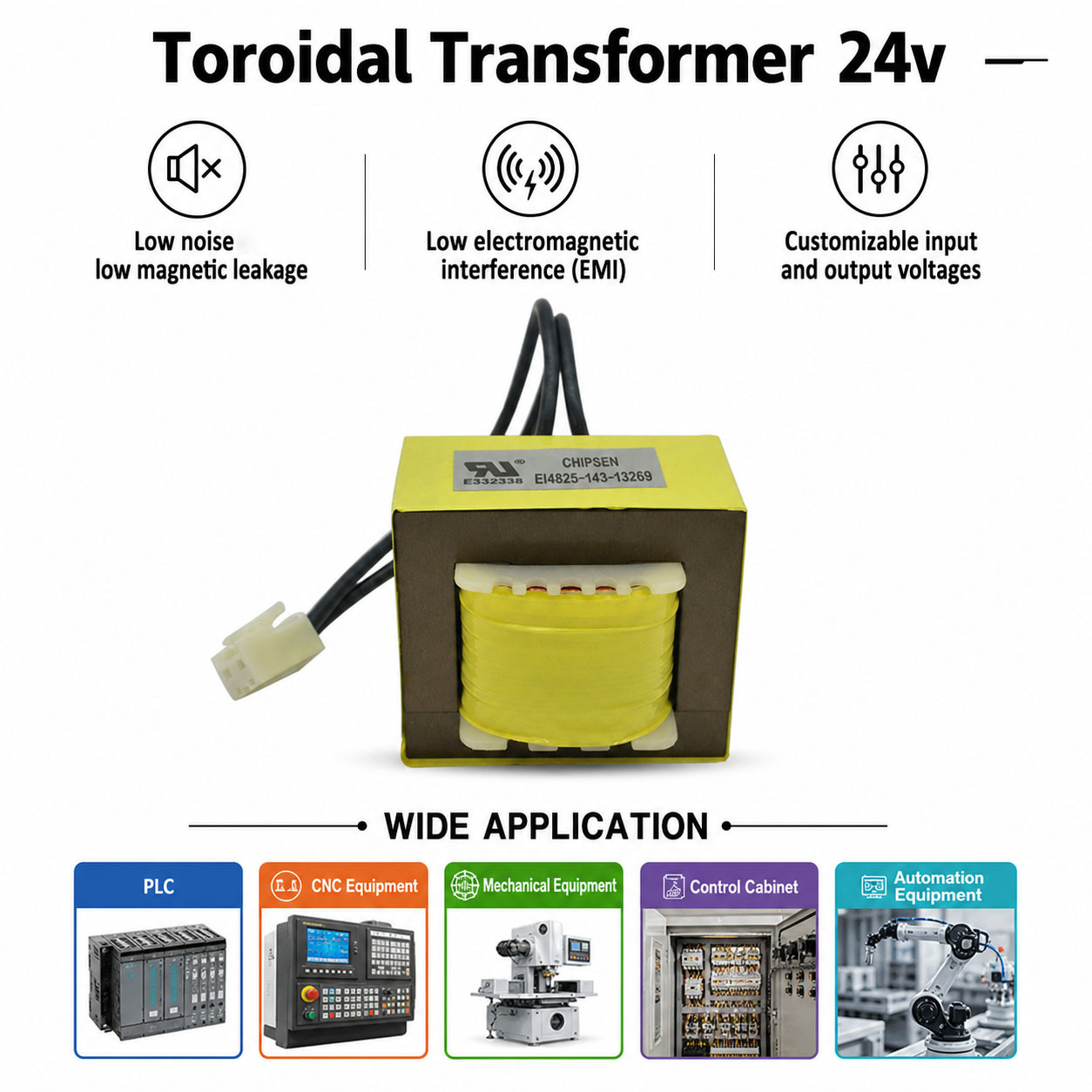 Compact Low Noise EI48 Control Transformer Stable Isolated For PLC Systems