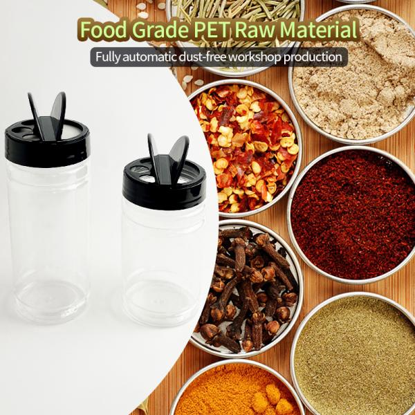 Clear PET Bottle BBQ Condiment Seasoning Plastic Salt Shakers Jar PET Spice Bottles Dry Food