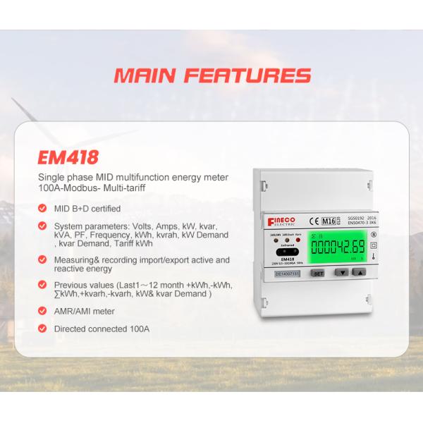 OEM 230V 10 10 A MID Certificate Electronic Digital Single Phase Muli-Rates Kwh Meter