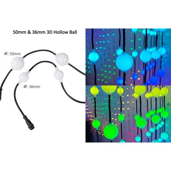 DMX512 DC24V LED Pixel Ball 3D Matrix IP65 LED Curtain Ball String Lights for outdoor stage wedding decorations