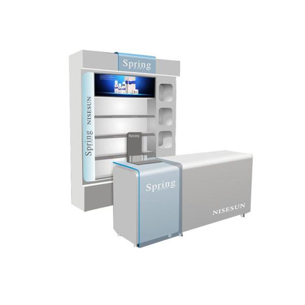 Luxury Green Cosmetic Display Showcase / Makeup Kiosk For Brand Cosmetic Stores