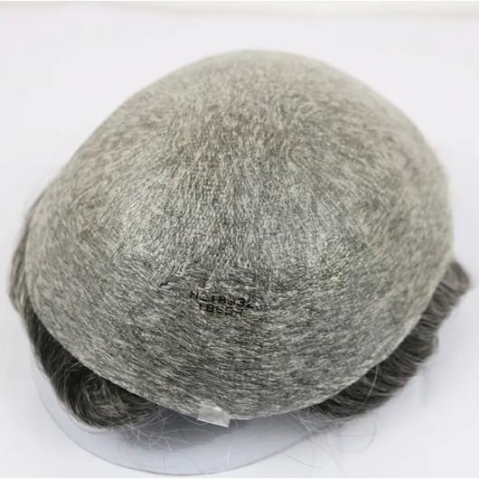 Invisible Pu Poly Base 0.02mm 0.03mm 0.04mm Super Thin Skin V Loop Men Human Hair Pieces Toupee with Gray Hair