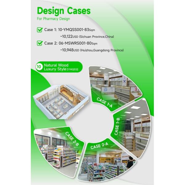 10-YMQSS Farmacia Tienda modelo con estilo de lujo de madera natural